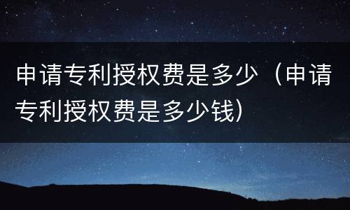 申请专利授权费是多少（申请专利授权费是多少钱）