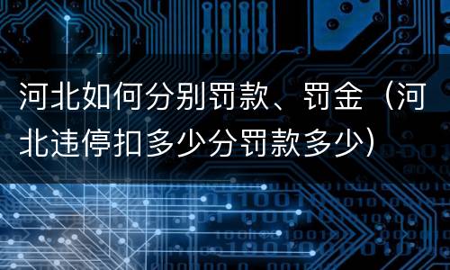 河北如何分别罚款、罚金（河北违停扣多少分罚款多少）