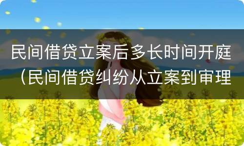 民间借贷立案后多长时间开庭（民间借贷纠纷从立案到审理要多久）