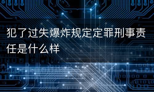 犯了过失爆炸规定定罪刑事责任是什么样