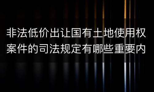 非法低价出让国有土地使用权案件的司法规定有哪些重要内容