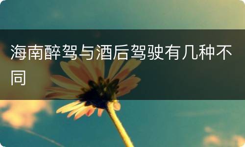 海南醉驾与酒后驾驶有几种不同