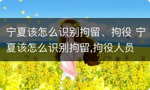 宁夏该怎么识别拘留、拘役 宁夏该怎么识别拘留,拘役人员