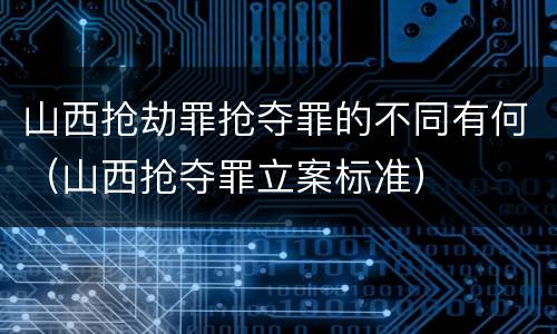 山西抢劫罪抢夺罪的不同有何（山西抢夺罪立案标准）
