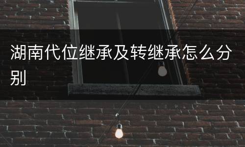 湖南代位继承及转继承怎么分别