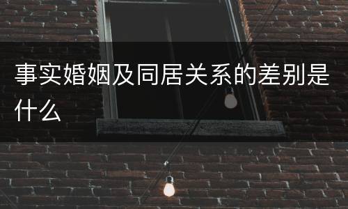 事实婚姻及同居关系的差别是什么