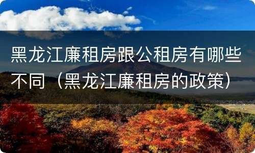 黑龙江廉租房跟公租房有哪些不同（黑龙江廉租房的政策）