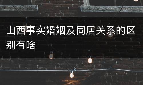 山西事实婚姻及同居关系的区别有啥