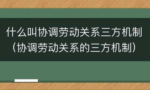 什么叫协调劳动关系三方机制（协调劳动关系的三方机制）