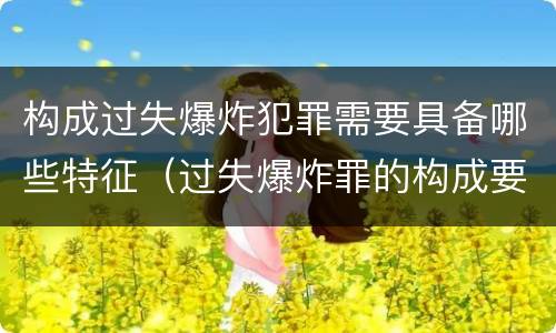 构成过失爆炸犯罪需要具备哪些特征（过失爆炸罪的构成要件）