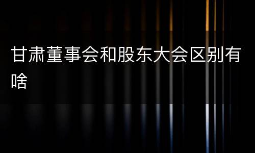 甘肃董事会和股东大会区别有啥