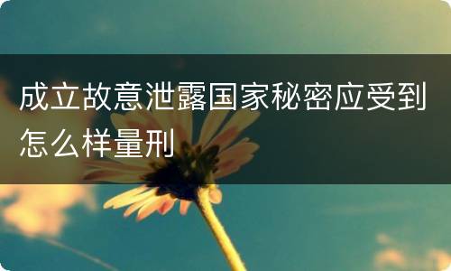 成立故意泄露国家秘密应受到怎么样量刑