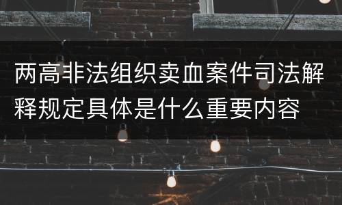 两高非法组织卖血案件司法解释规定具体是什么重要内容