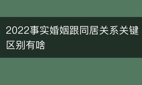2022事实婚姻跟同居关系关键区别有啥