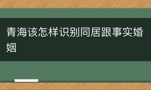 青海该怎样识别同居跟事实婚姻