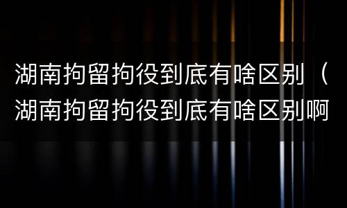 湖南拘留拘役到底有啥区别（湖南拘留拘役到底有啥区别啊）