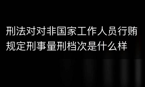 刑法对对非国家工作人员行贿规定刑事量刑档次是什么样