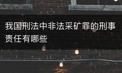 我国刑法中非法采矿罪的刑事责任有哪些