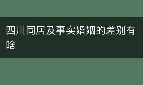 四川同居及事实婚姻的差别有啥