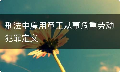 刑法中雇用童工从事危重劳动犯罪定义