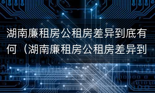 湖南廉租房公租房差异到底有何（湖南廉租房公租房差异到底有何影响）