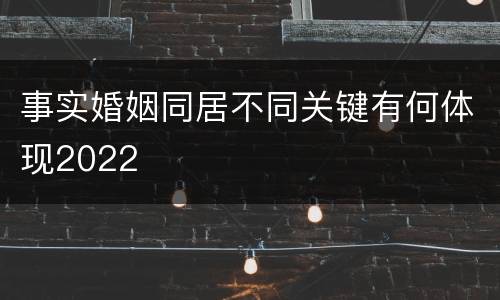 事实婚姻同居不同关键有何体现2022