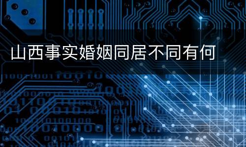 山西事实婚姻同居不同有何