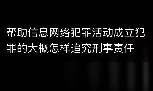 帮助信息网络犯罪活动成立犯罪的大概怎样追究刑事责任