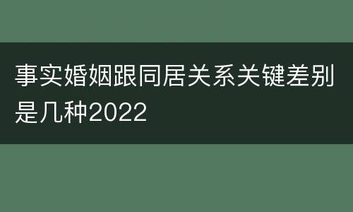 事实婚姻跟同居关系关键差别是几种2022