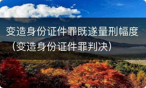 变造身份证件罪既遂量刑幅度（变造身份证件罪判决）