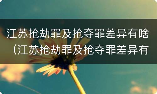 江苏抢劫罪及抢夺罪差异有啥（江苏抢劫罪及抢夺罪差异有啥区别）