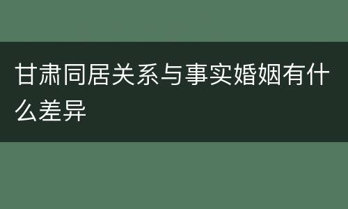 甘肃同居关系与事实婚姻有什么差异