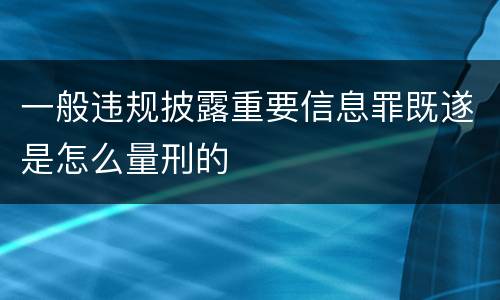 一般违规披露重要信息罪既遂是怎么量刑的