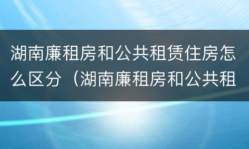 湖南廉租房和公共租赁住房怎么区分（湖南廉租房和公共租赁住房怎么区分的）
