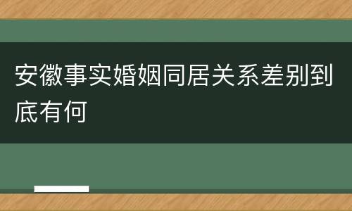 安徽事实婚姻同居关系差别到底有何