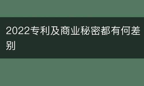 2022专利及商业秘密都有何差别