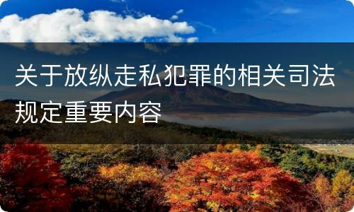 关于放纵走私犯罪的相关司法规定重要内容
