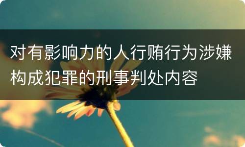 对有影响力的人行贿行为涉嫌构成犯罪的刑事判处内容