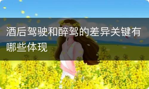 酒后驾驶和醉驾的差异关键有哪些体现