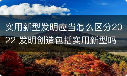 实用新型发明应当怎么区分2022 发明创造包括实用新型吗
