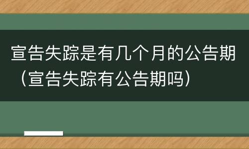 宣告失踪是有几个月的公告期（宣告失踪有公告期吗）