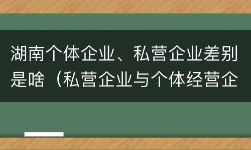 湖南个体企业、私营企业差别是啥（私营企业与个体经营企业的区别）
