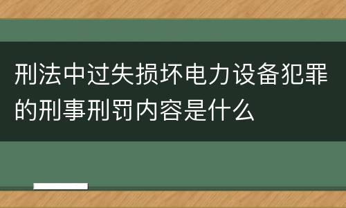 刑法中过失损坏电力设备犯罪的刑事刑罚内容是什么