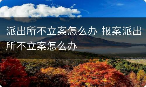 派出所不立案怎么办 报案派出所不立案怎么办