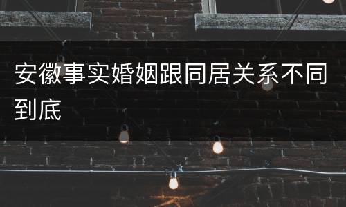 安徽事实婚姻跟同居关系不同到底