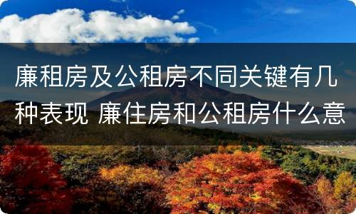 廉租房及公租房不同关键有几种表现 廉住房和公租房什么意识
