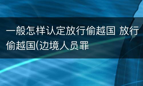 一般怎样认定放行偷越国 放行偷越国(边境人员罪
