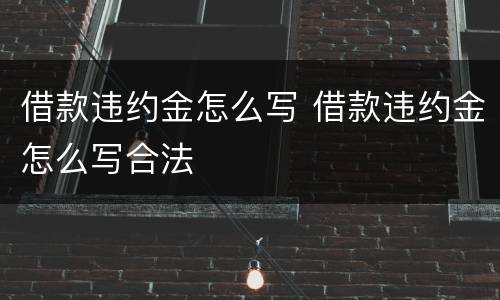 借款违约金怎么写 借款违约金怎么写合法