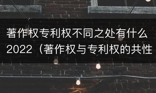 著作权专利权不同之处有什么2022（著作权与专利权的共性有）