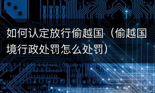 如何认定放行偷越国（偷越国境行政处罚怎么处罚）